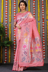 Regal Silver Zari Worked Gajri Heavy Banarasi Saree